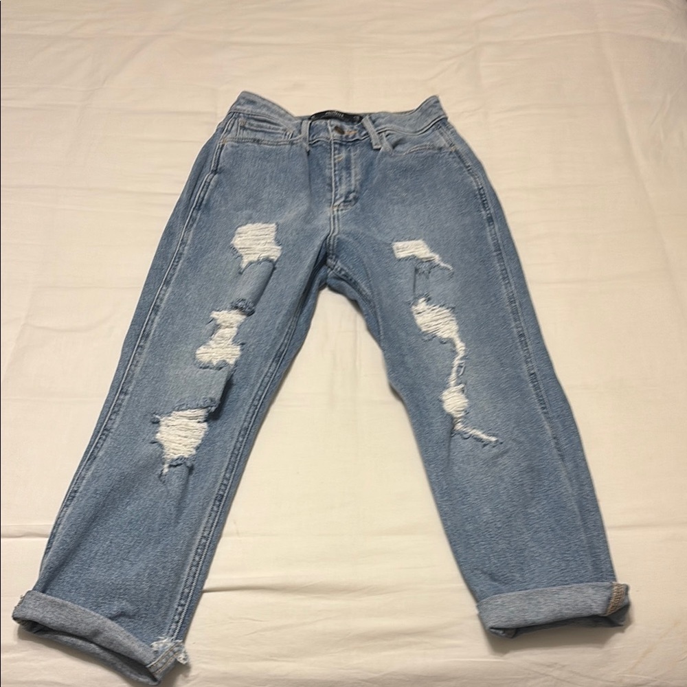 Hollister Blue Boyfriend Jeans with Distressed Details